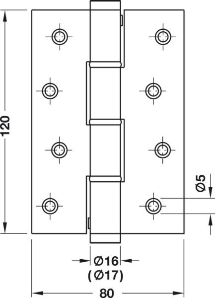 Federband SA 120 für ungefälzte Innentüren bis 20/30 kg edelstahl matt